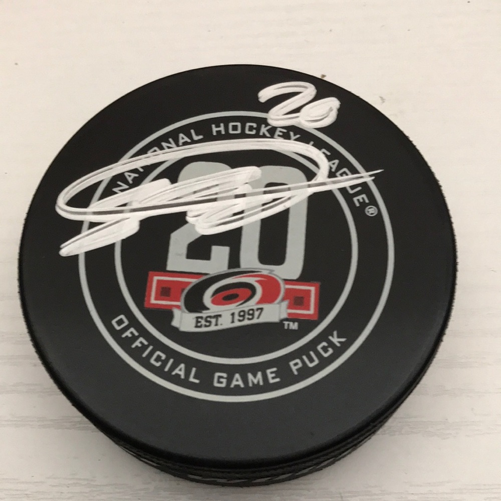 Signed Sebastian Aho Carolina Hurricanes Puck